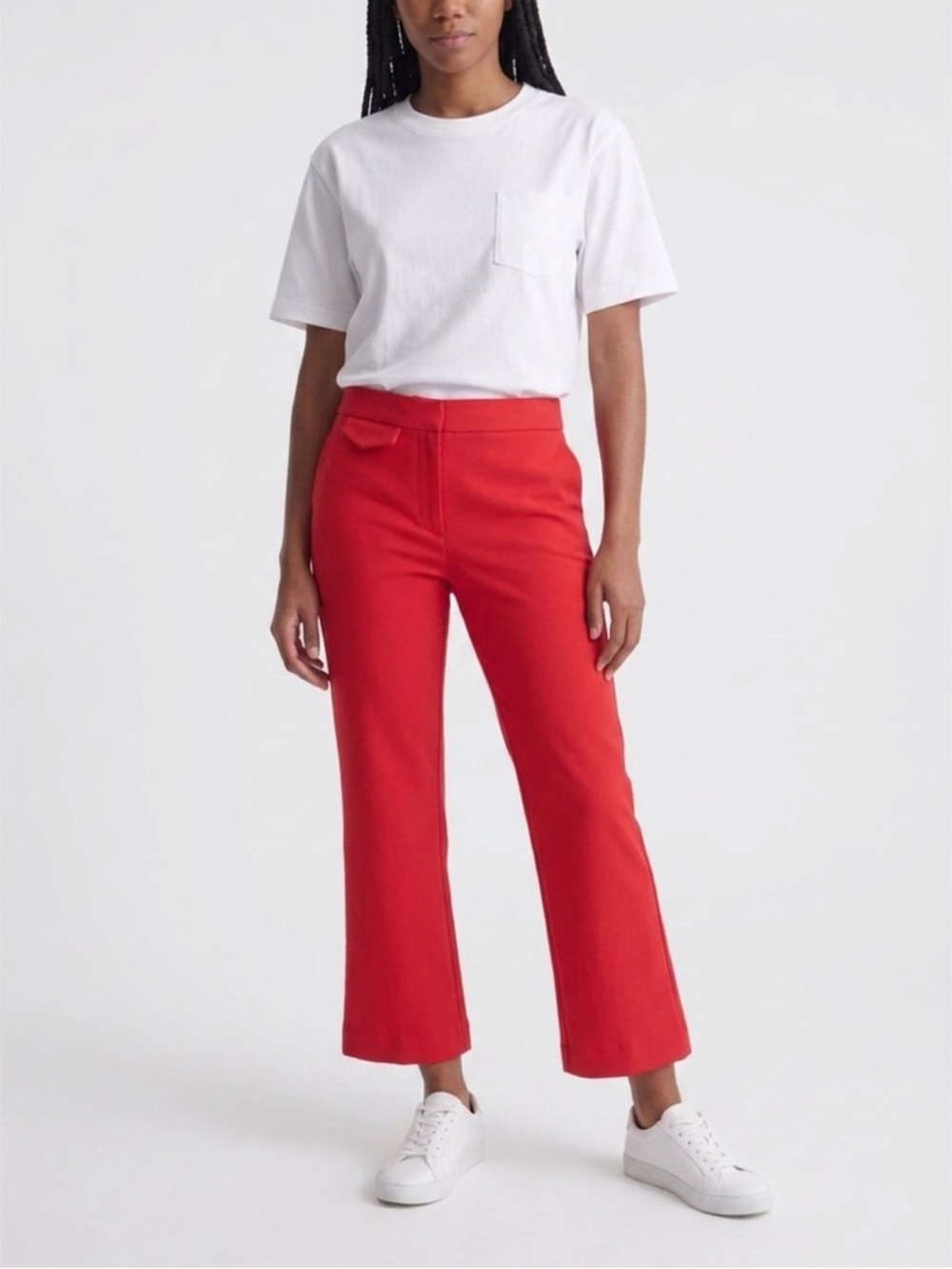 Zara High-Rise Red Straight-Leg Pants